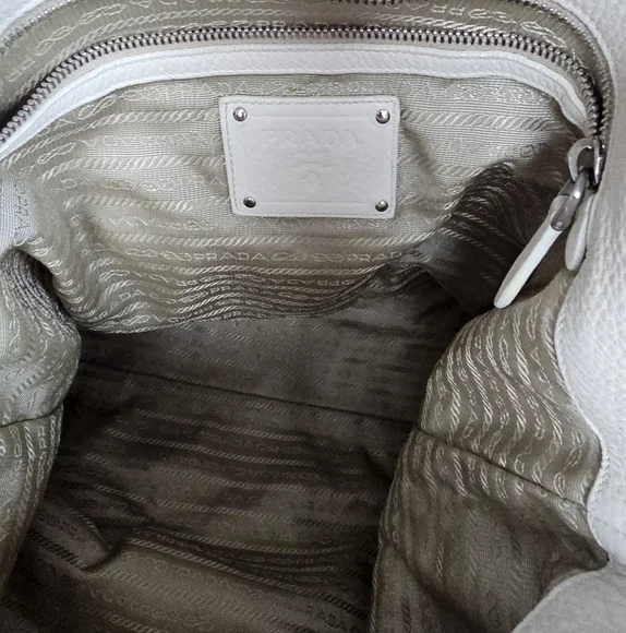 Prada Cream Pebbled Leather Hobo Bag - Picture 12 of 16